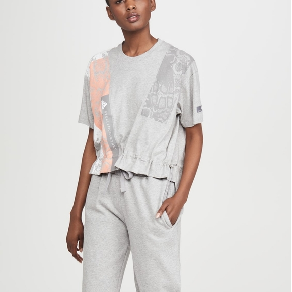 NWT$70 Adidas by Stella McCartney Graphic Digi Drawstring-Waist Short-Sleeve Tee - Picture 5 of 16